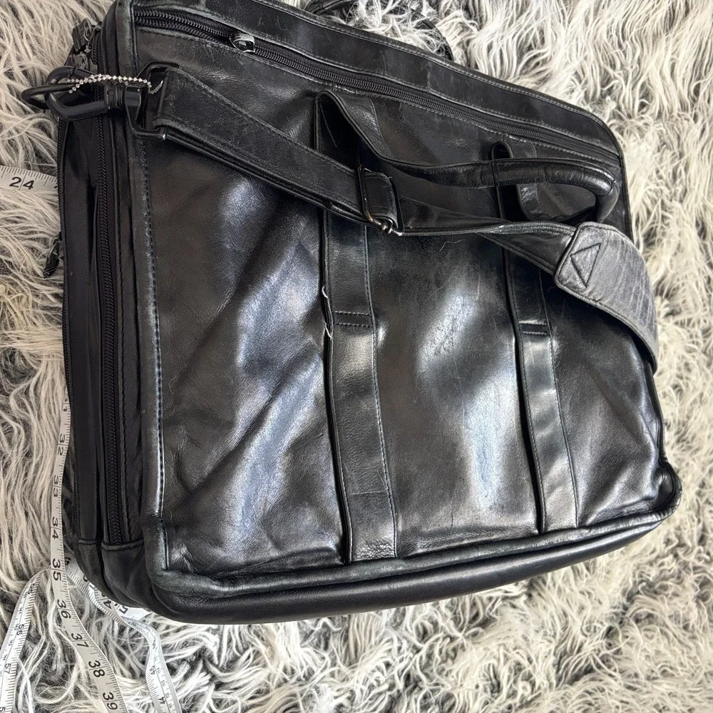 Tumi Leather Laptop Brief Messenger Bag Safeport Protection System VTG 18x15x4-8